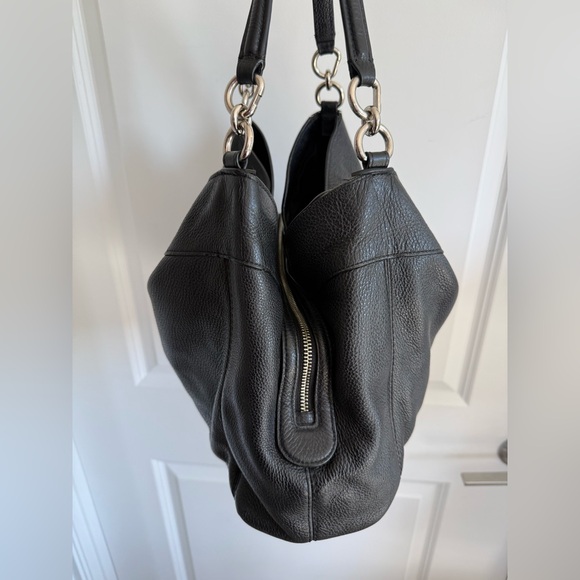 Coach Black Leather Shoulder Bag with Silver Hardware - Picture 4 of 12